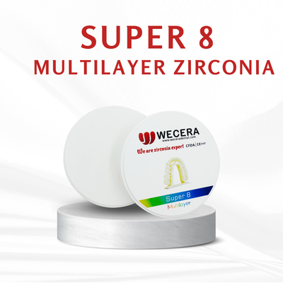 8 Multilayer Dental Zirconia Block for Both Anterior And Posterior Crown And Bridge Flexual Strength 700Mpa-1200Mpa