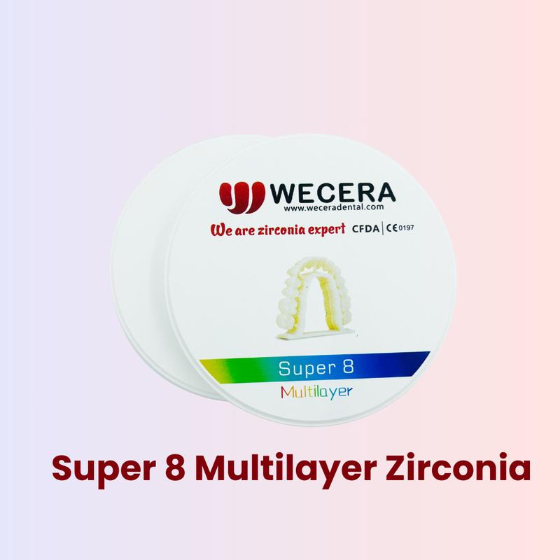 Both Anterior And Posterior Crown And Bridge Dental Zirconia Block with 43-57% Transmittance and Flexual Strength 700Mpa-1200Mpa