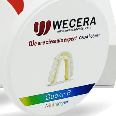 Mật độ Sintering 6.0gcm3 Nhiều lớp Zirconia khối đường kính 98mm Máy tương thích Roland VHF Imesicore Ứng dụng xay nha khoa